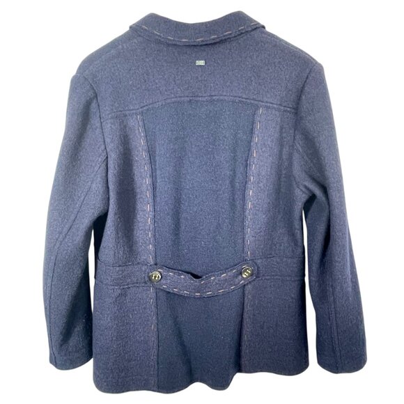 I.Q.U. Blue Boiled Wool Tailored Jacket Blazer Women’s 16 EU 44 Artisan Stitch - Picture 3 of 16